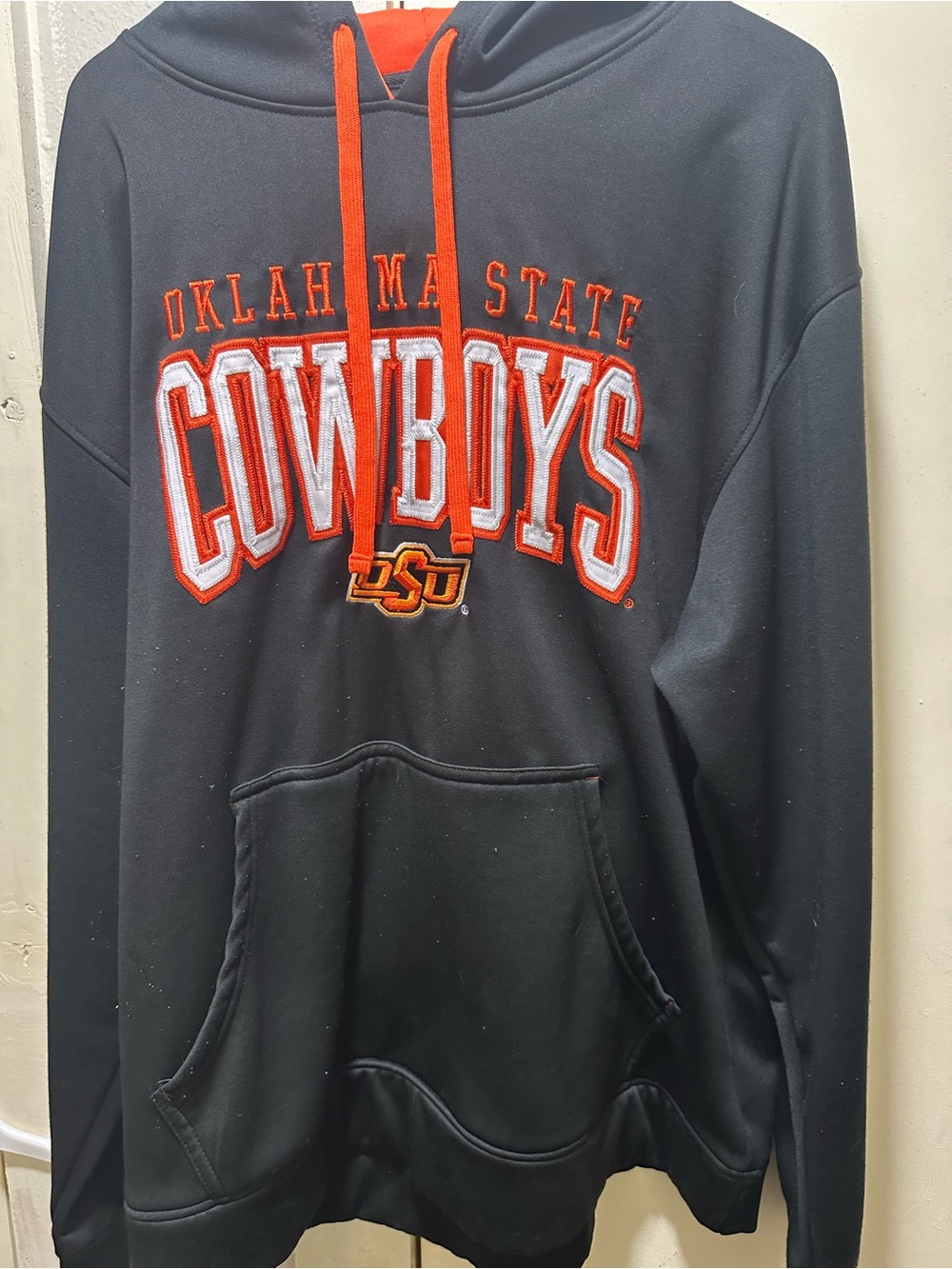 Champion Black Pullover Hoodie with Orange Accents - Oklahoma State Cowboys